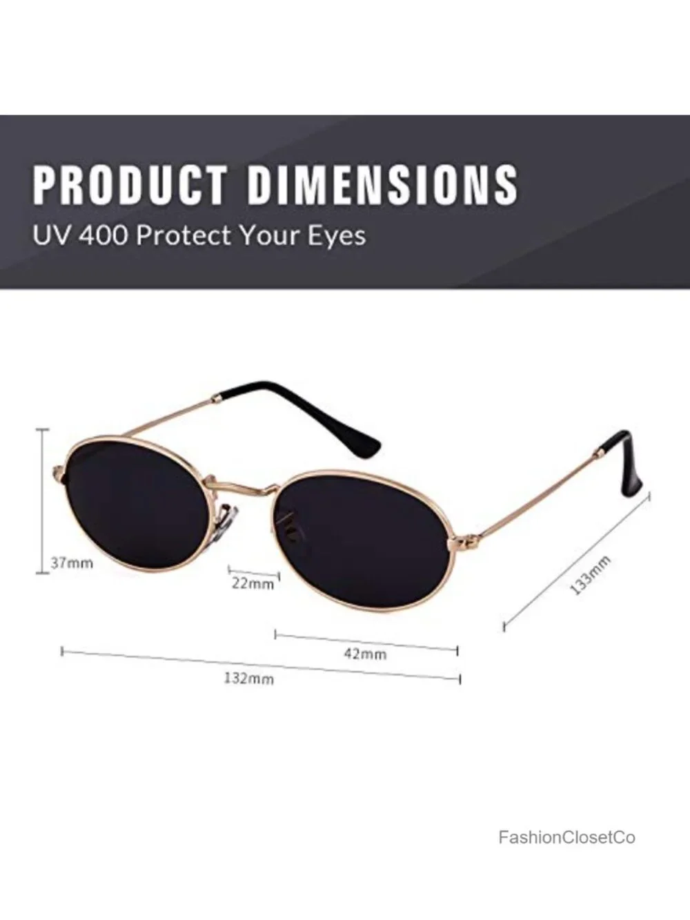 Small Oval Metal Frame Sunglasses UV400 Protection Retro 90s